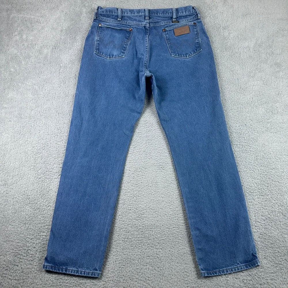 VTG Wrangler 13MWZ Cowboy Cut Jeans Men 36x32 (Fit 34x31) Blue Straight Made USA
